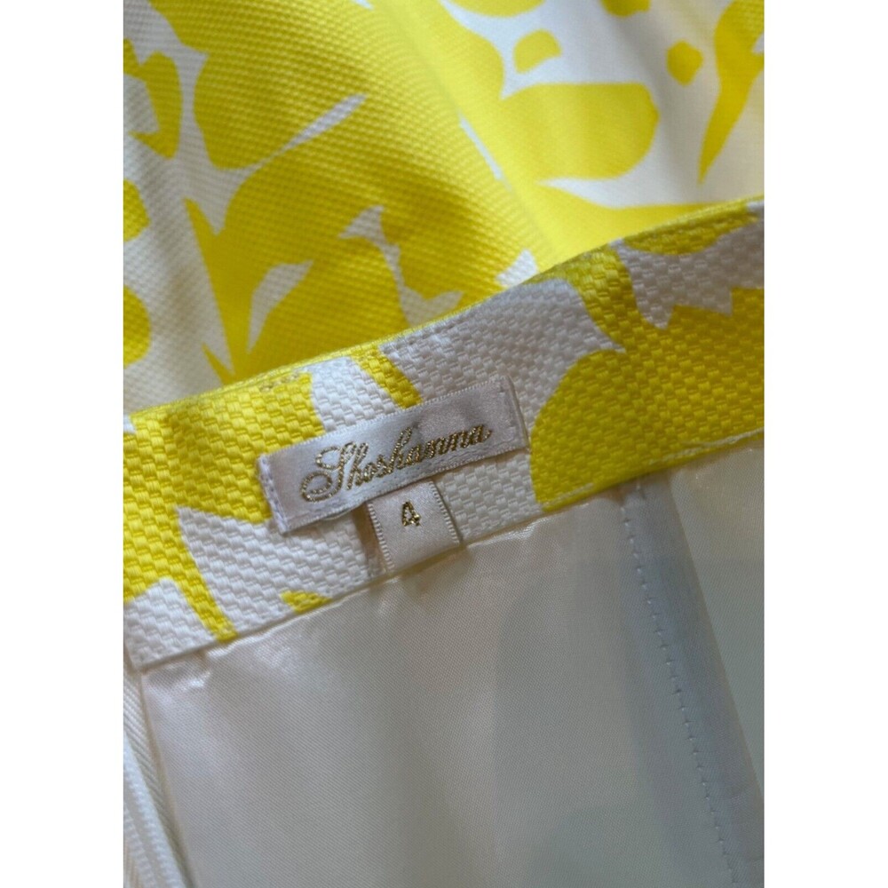 Shoshanna Dress Mini Sweetheart Strapless Yellow White Floral Tropical Cotton 4 - Picture 3 of 15